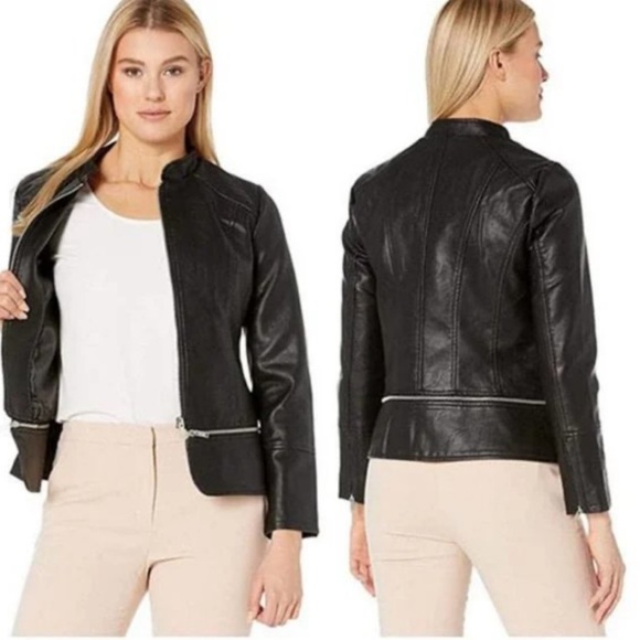 Liverpool Jackets & Blazers - Liverpool Moto Jacket Women’s Large Black Vegan Leather Zip-Off